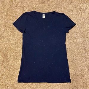 PINK VS fitted tee navy speckled design